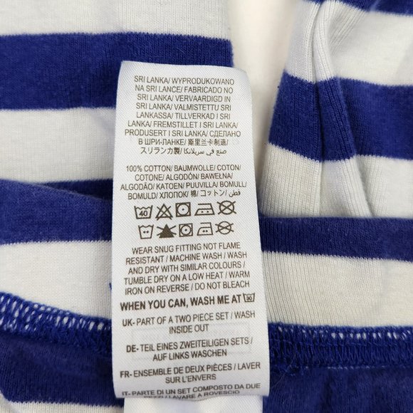 Mini Boden Blue White Striped Snug Long John Pajama Pants sz 8 - Picture 5 of 6